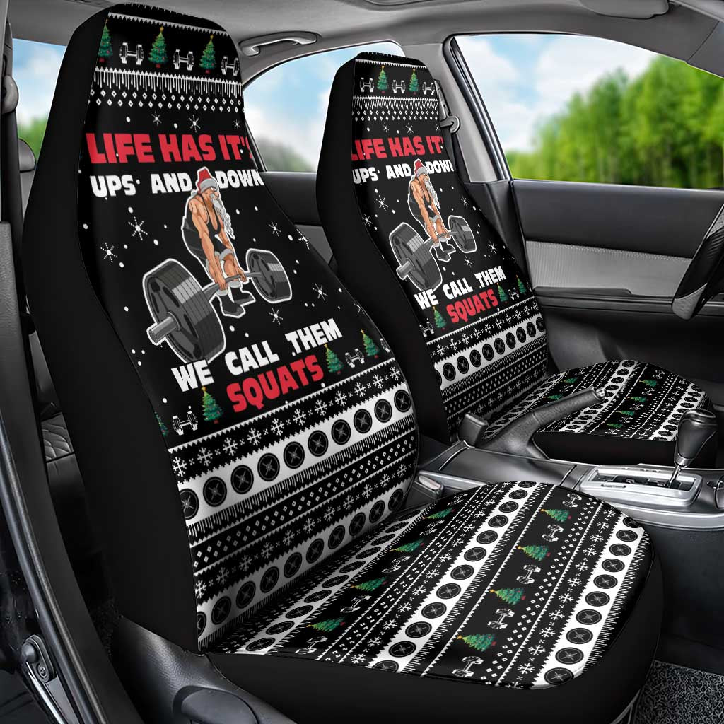 Santa Claus Love Gym Car Seat Cover Christmas Santa Does Weightlifting DT04 - Wonder Print Shop