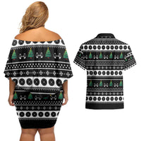 Santa Claus Love Gym Couples Matching Off Shoulder Short Dress and Hawaiian Shirt Christmas Santa Does Weightlifting DT04 - Wonder Print Shop