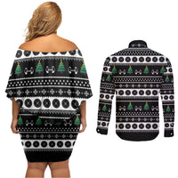 Santa Claus Love Gym Couples Matching Off Shoulder Short Dress and Long Sleeve Button Shirt Christmas Santa Does Weightlifting DT04 - Wonder Print Shop