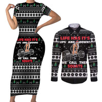 Santa Claus Love Gym Couples Matching Short Sleeve Bodycon Dress and Long Sleeve Button Shirt Christmas Santa Does Weightlifting DT04 - Wonder Print Shop