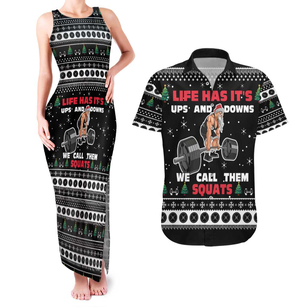 Santa Claus Love Gym Couples Matching Tank Maxi Dress and Hawaiian Shirt Christmas Santa Does Weightlifting DT04 - Wonder Print Shop