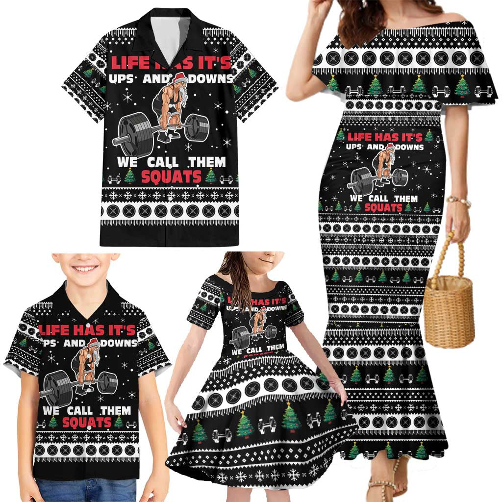 Santa Claus Love Gym Family Matching Mermaid Dress and Hawaiian Shirt Christmas Santa Does Weightlifting DT04 - Wonder Print Shop