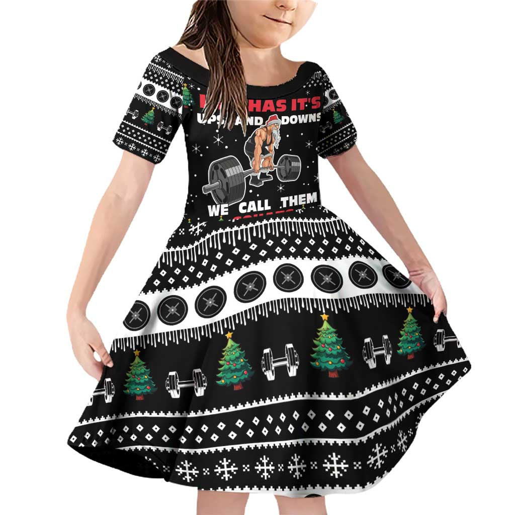 Santa Claus Love Gym Family Matching Off Shoulder Short Dress and Hawaiian Shirt Christmas Santa Does Weightlifting DT04 - Wonder Print Shop