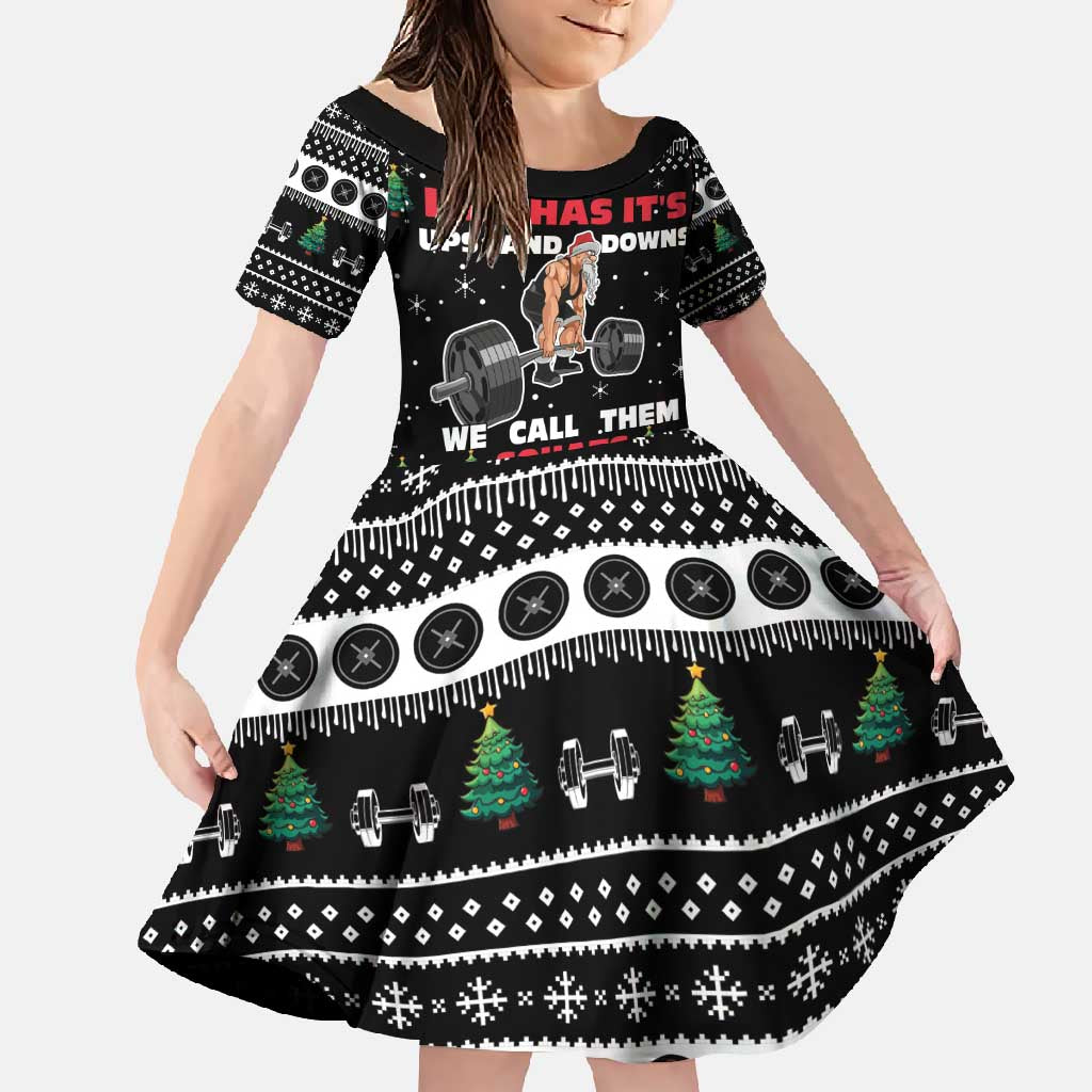 Santa Claus Love Gym Family Matching Short Sleeve Bodycon Dress and Hawaiian Shirt Christmas Santa Does Weightlifting DT04 - Wonder Print Shop