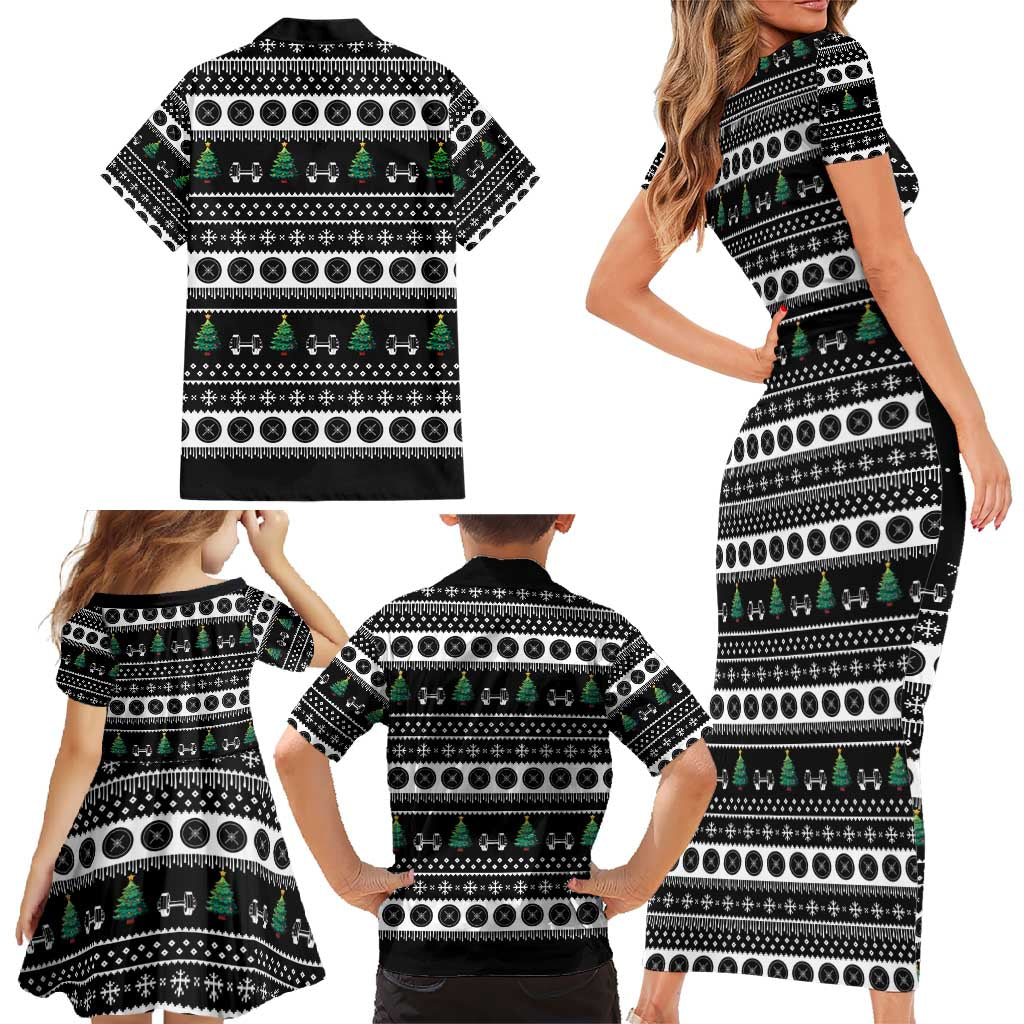 Santa Claus Love Gym Family Matching Short Sleeve Bodycon Dress and Hawaiian Shirt Christmas Santa Does Weightlifting DT04 - Wonder Print Shop