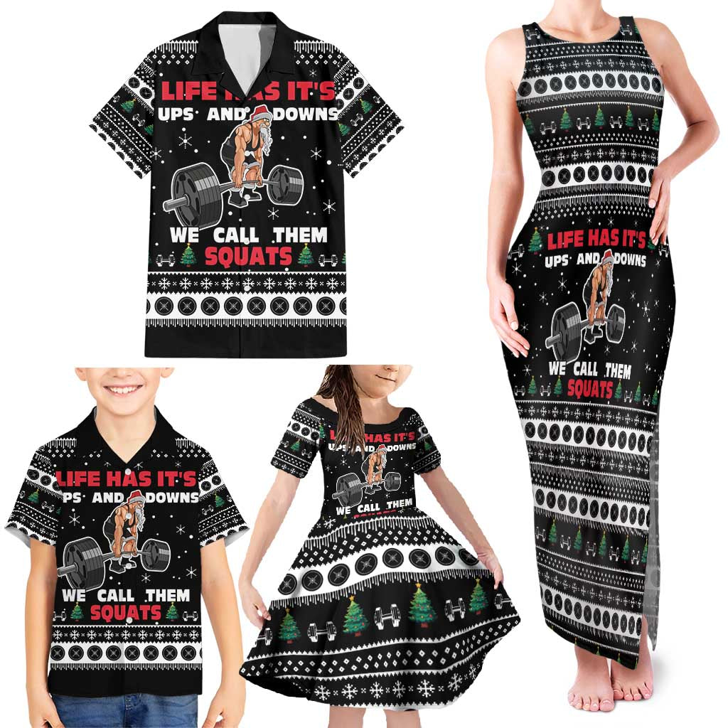 Santa Claus Love Gym Family Matching Tank Maxi Dress and Hawaiian Shirt Christmas Santa Does Weightlifting DT04 - Wonder Print Shop