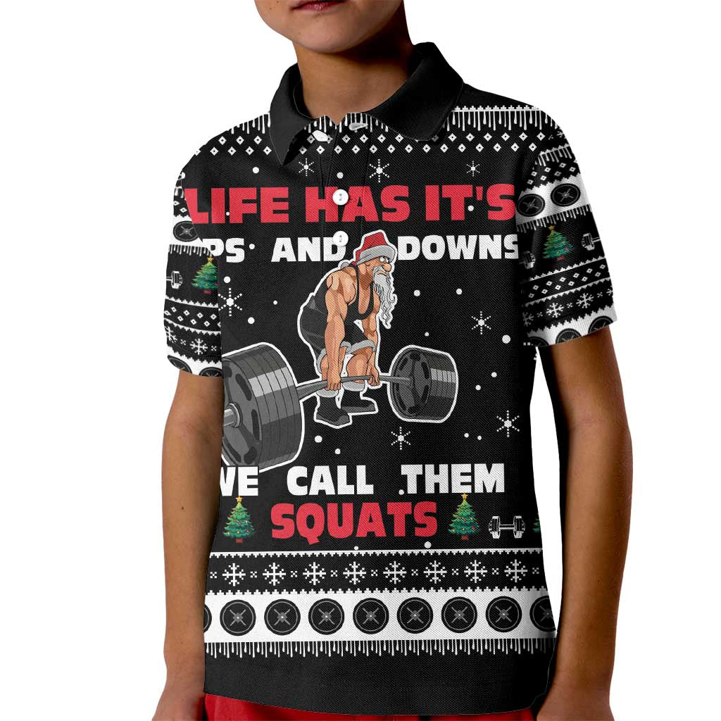 Santa Claus Love Gym Kid Polo Shirt Christmas Santa Does Weightlifting DT04 - Wonder Print Shop