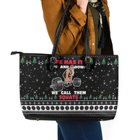 Santa Claus Love Gym Leather Tote Bag Christmas Santa Does Weightlifting DT04 - Wonder Print Shop