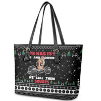 Santa Claus Love Gym Leather Tote Bag Christmas Santa Does Weightlifting DT04 - Wonder Print Shop