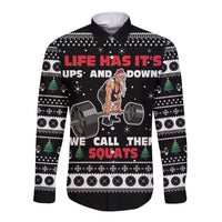 Santa Claus Love Gym Long Sleeve Button Shirt Christmas Santa Does Weightlifting DT04 - Wonder Print Shop