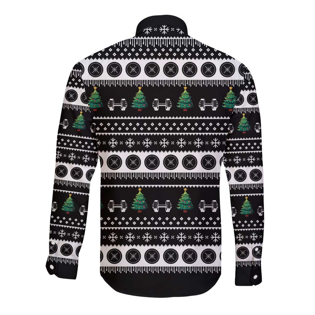 Santa Claus Love Gym Long Sleeve Button Shirt Christmas Santa Does Weightlifting DT04 - Wonder Print Shop