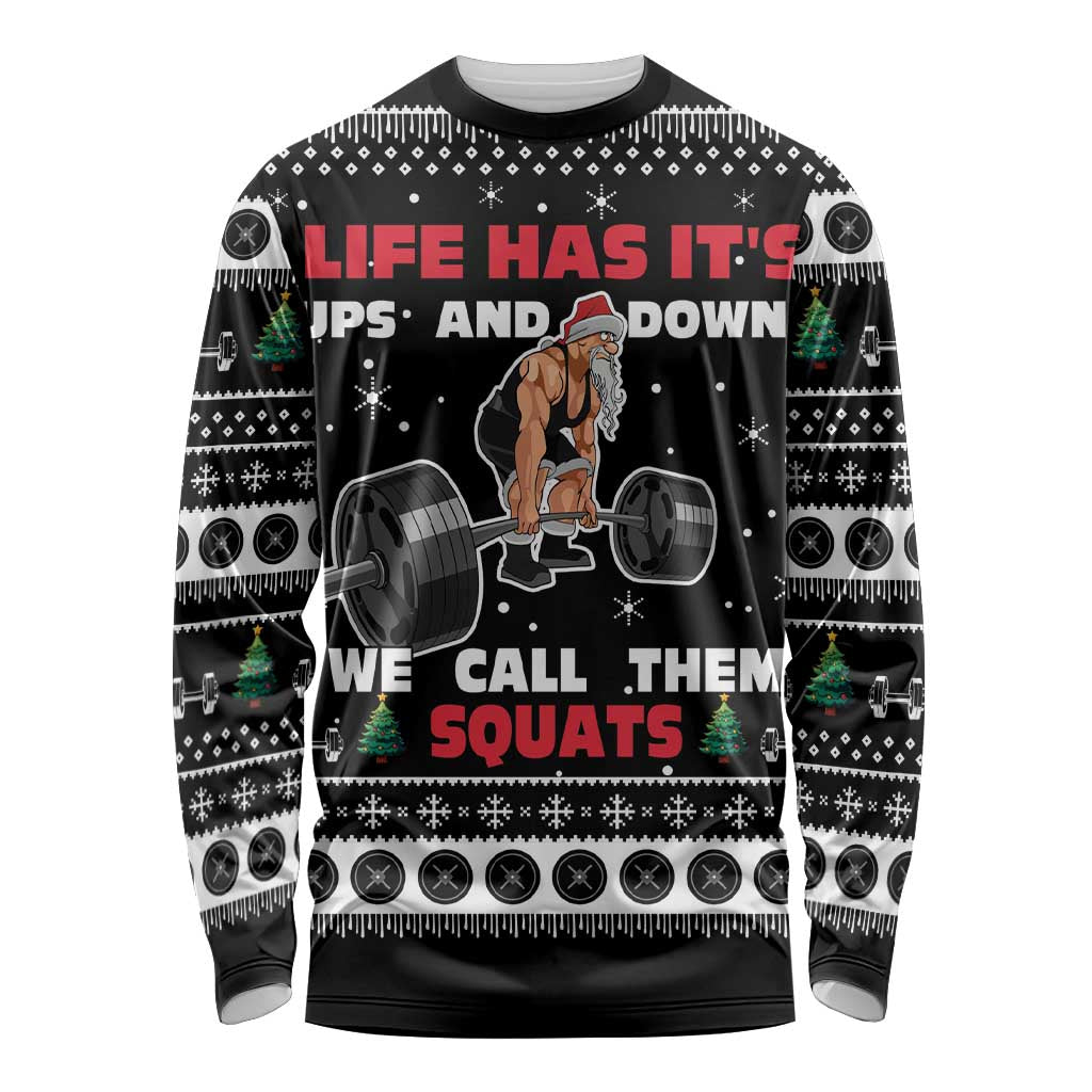 Santa Claus Love Gym Long Sleeve Shirt Christmas Santa Does Weightlifting DT04 - Wonder Print Shop