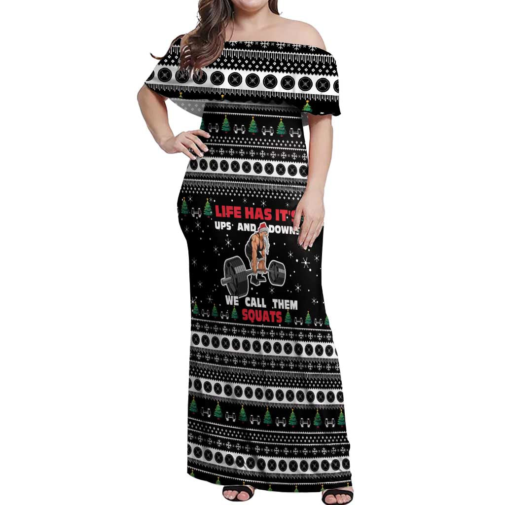 Santa Claus Love Gym Off Shoulder Maxi Dress Christmas Santa Does Weightlifting DT04 - Wonder Print Shop