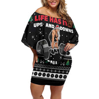 Santa Claus Love Gym Off Shoulder Short Dress Christmas Santa Does Weightlifting DT04 - Wonder Print Shop