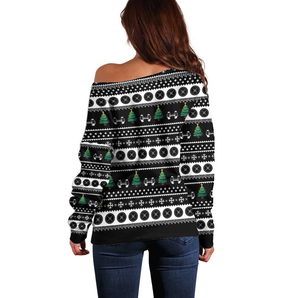 Santa Claus Love Gym Off Shoulder Sweater Christmas Santa Does Weightlifting DT04 - Wonder Print Shop