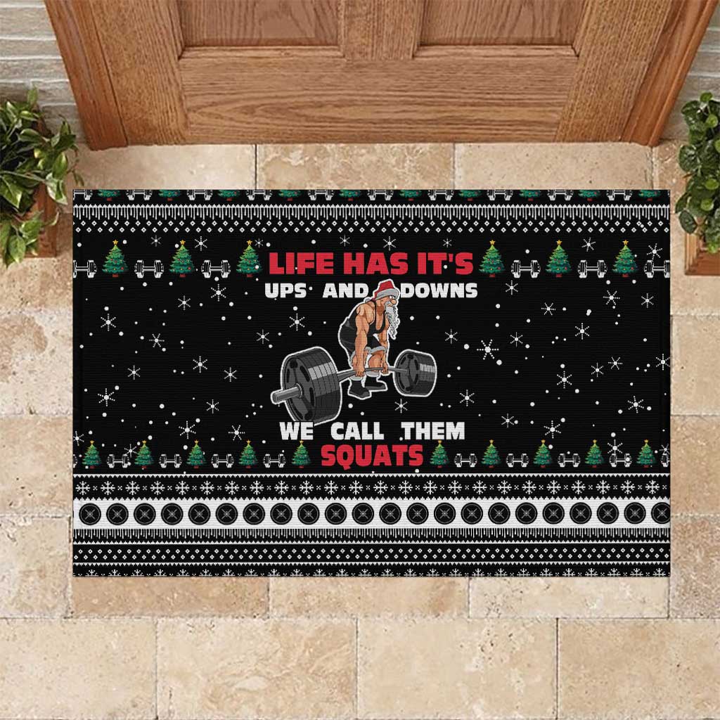Santa Claus Love Gym Rubber Doormat Christmas Santa Does Weightlifting DT04 - Wonder Print Shop