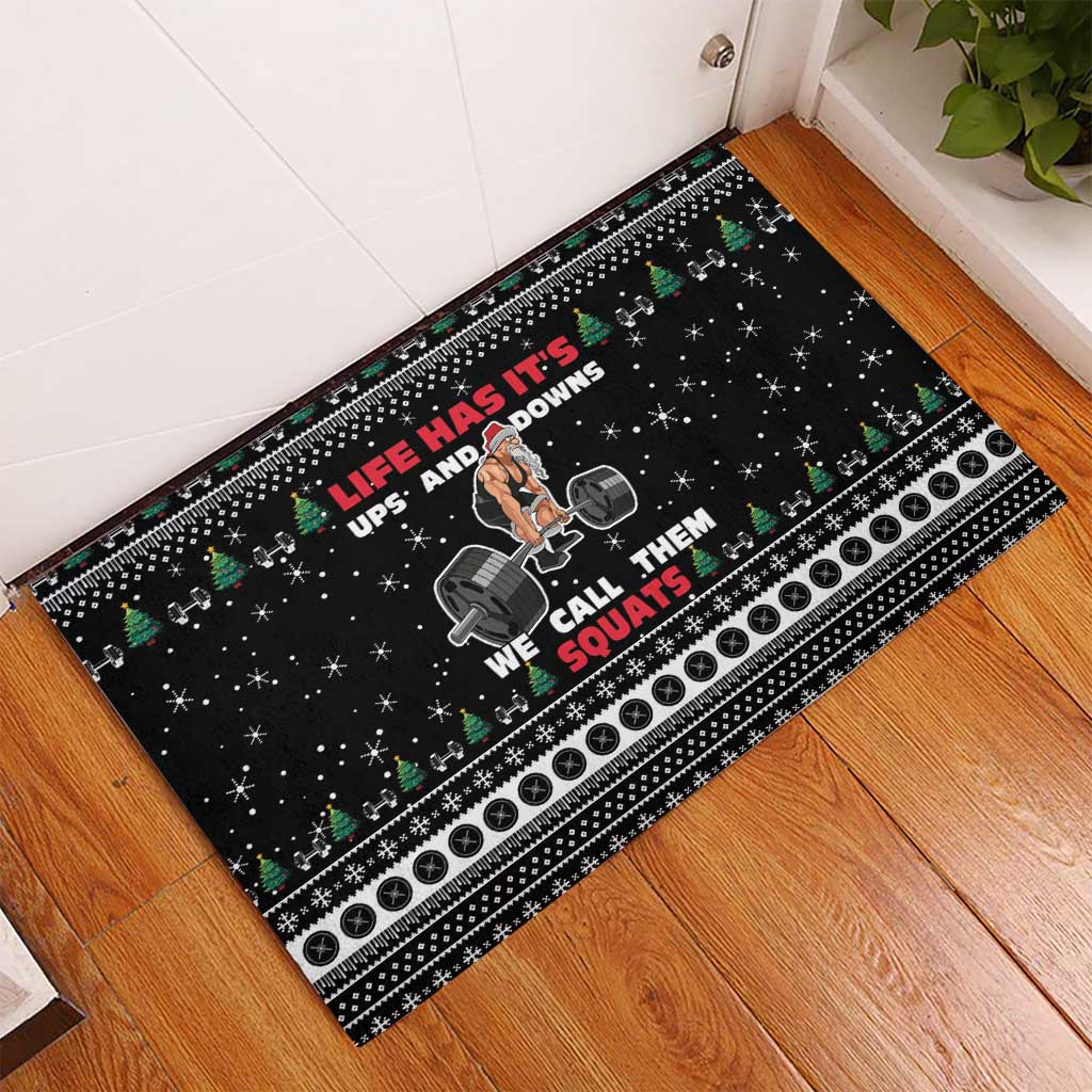 Santa Claus Love Gym Rubber Doormat Christmas Santa Does Weightlifting DT04 - Wonder Print Shop