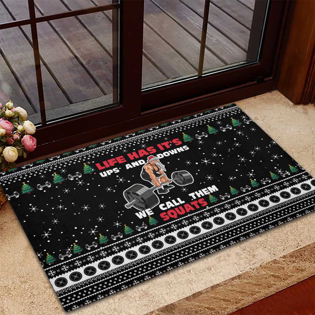 Santa Claus Love Gym Rubber Doormat Christmas Santa Does Weightlifting DT04 - Wonder Print Shop
