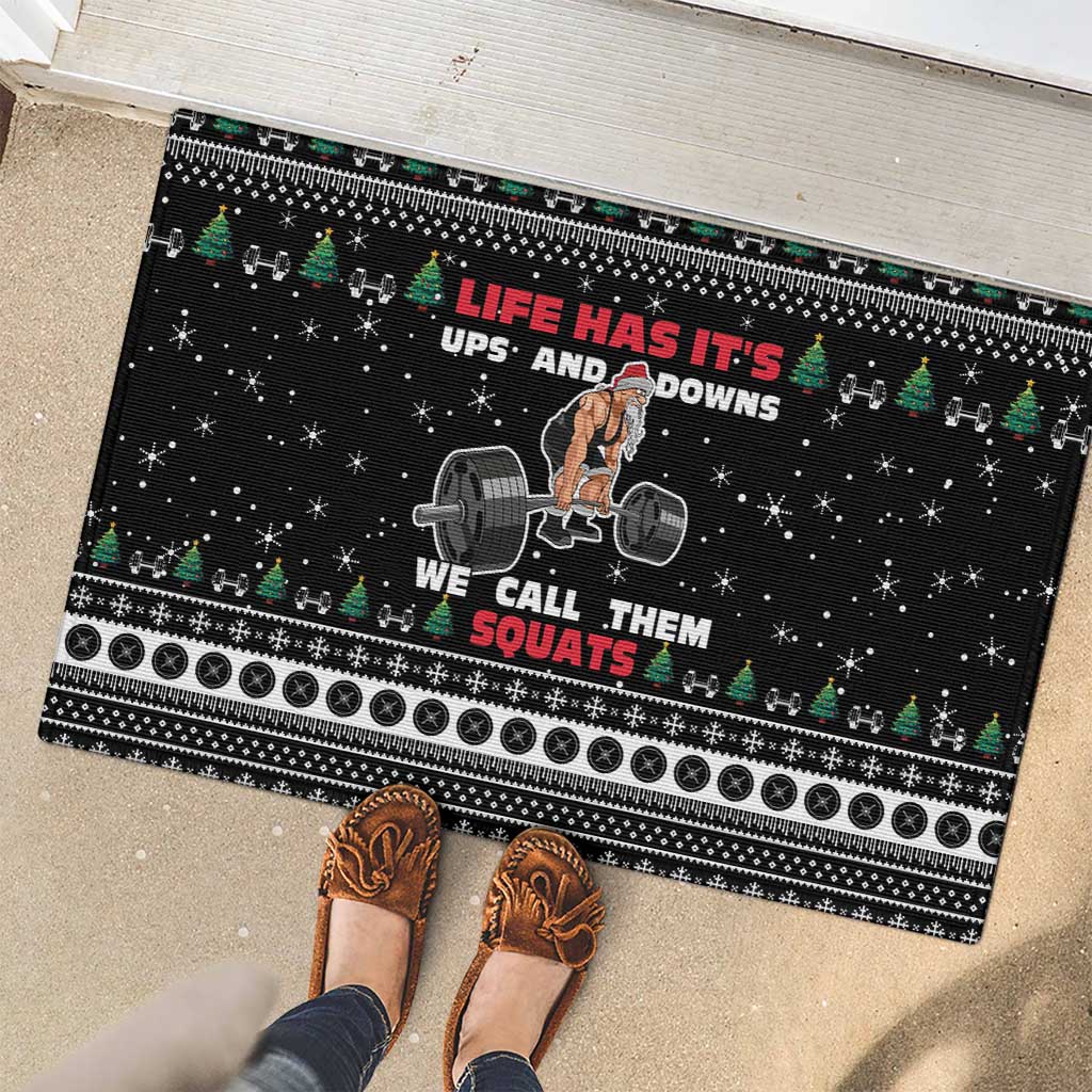 Santa Claus Love Gym Rubber Doormat Christmas Santa Does Weightlifting DT04 - Wonder Print Shop