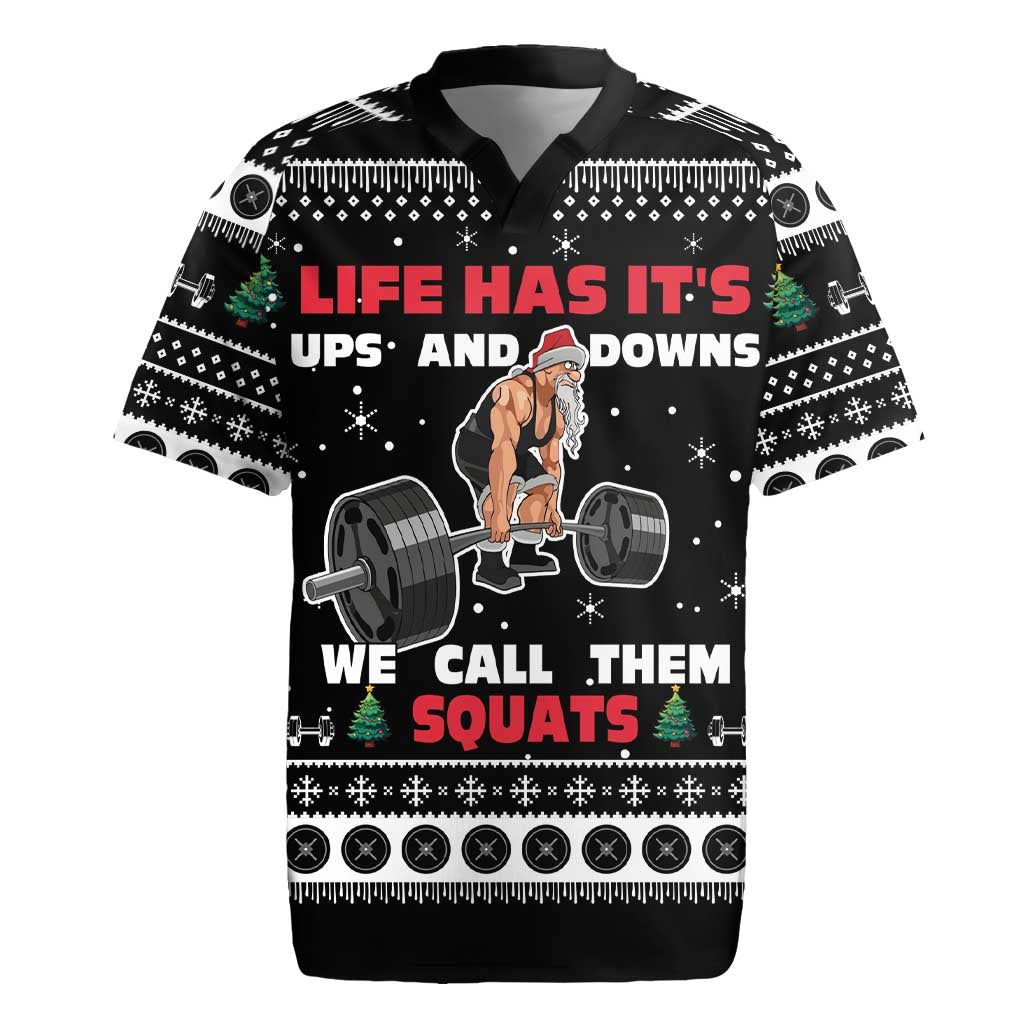 Santa Claus Love Gym Rugby Jersey Christmas Santa Does Weightlifting DT04 - Wonder Print Shop