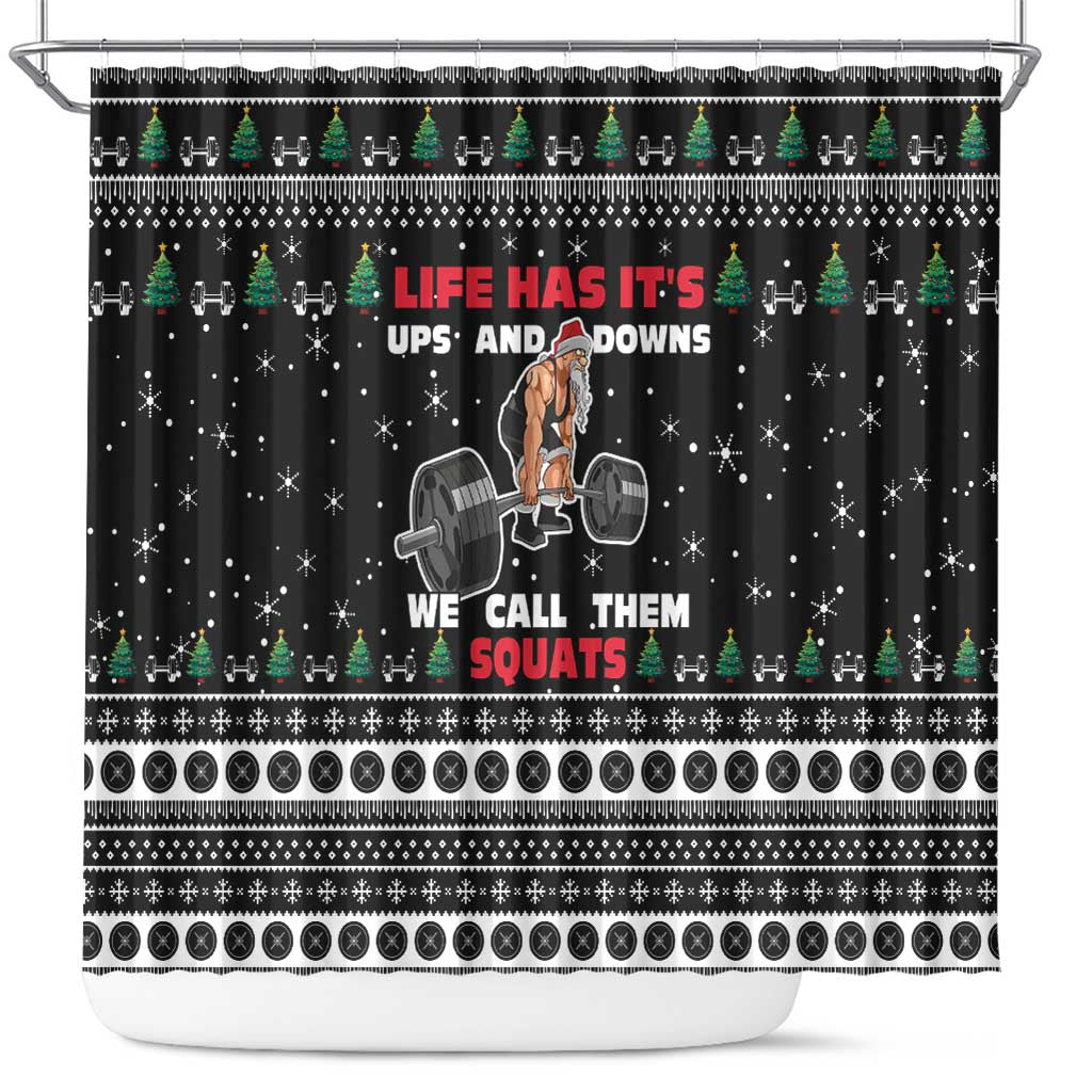 Santa Claus Love Gym Shower Curtain Christmas Santa Does Weightlifting