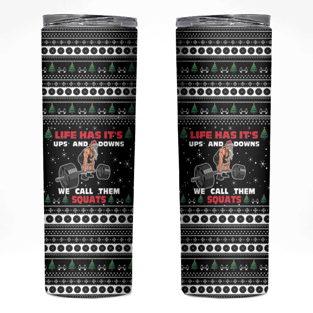 Santa Claus Love Gym Skinny Tumbler Christmas Santa Does Weightlifting DT04 - Wonder Print Shop