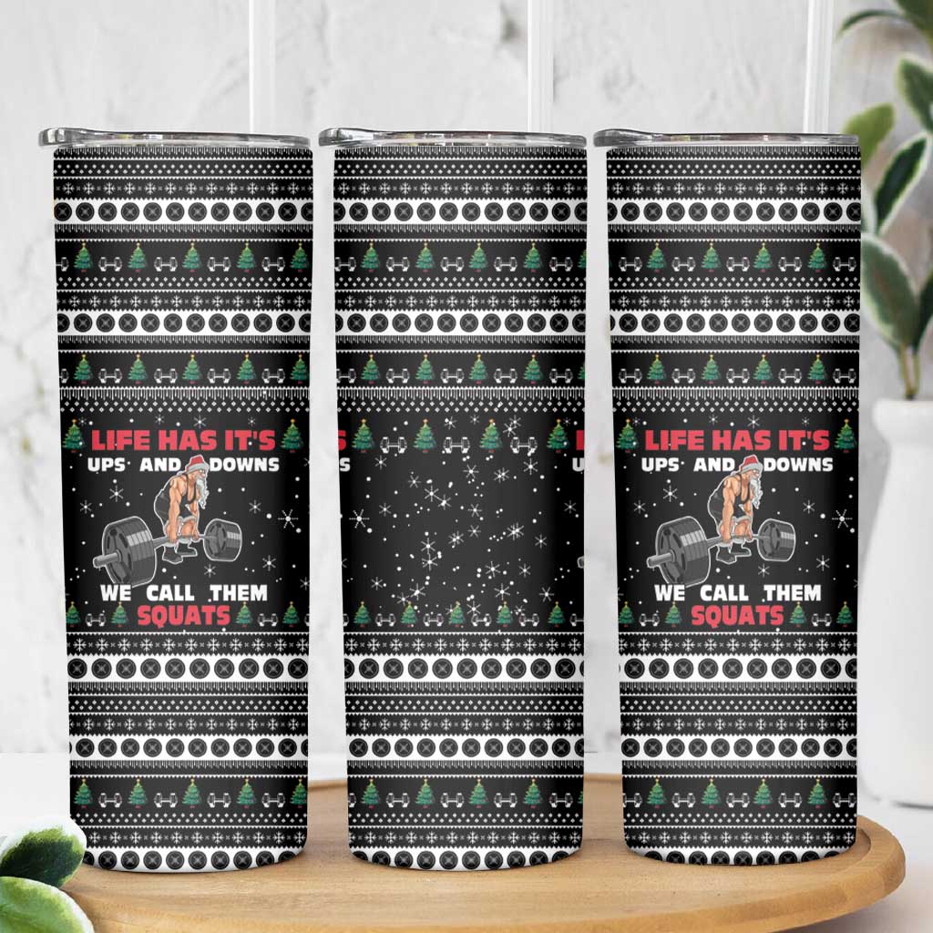 Santa Claus Love Gym Skinny Tumbler Christmas Santa Does Weightlifting DT04 - Wonder Print Shop