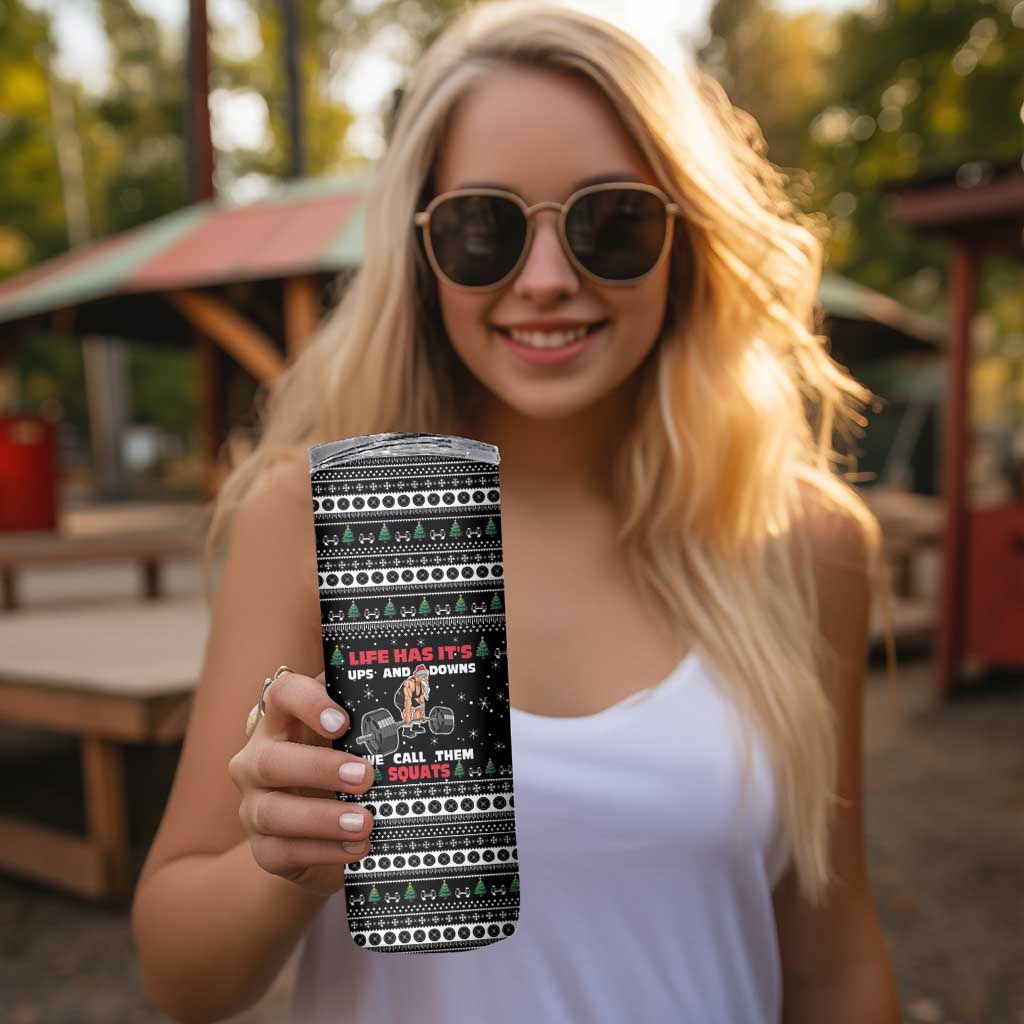 Santa Claus Love Gym Skinny Tumbler Christmas Santa Does Weightlifting DT04 - Wonder Print Shop