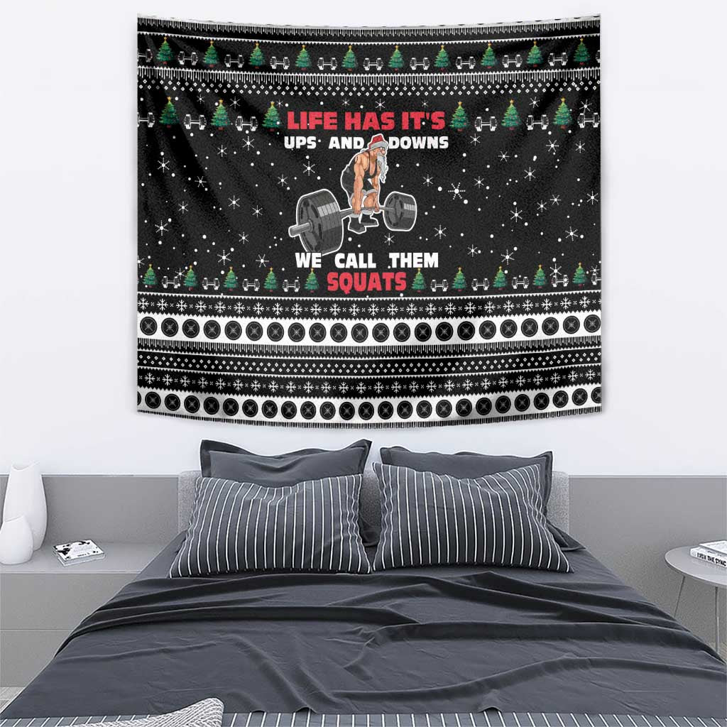 Santa Claus Love Gym Tapestry Christmas Santa Does Weightlifting DT04 - Wonder Print Shop