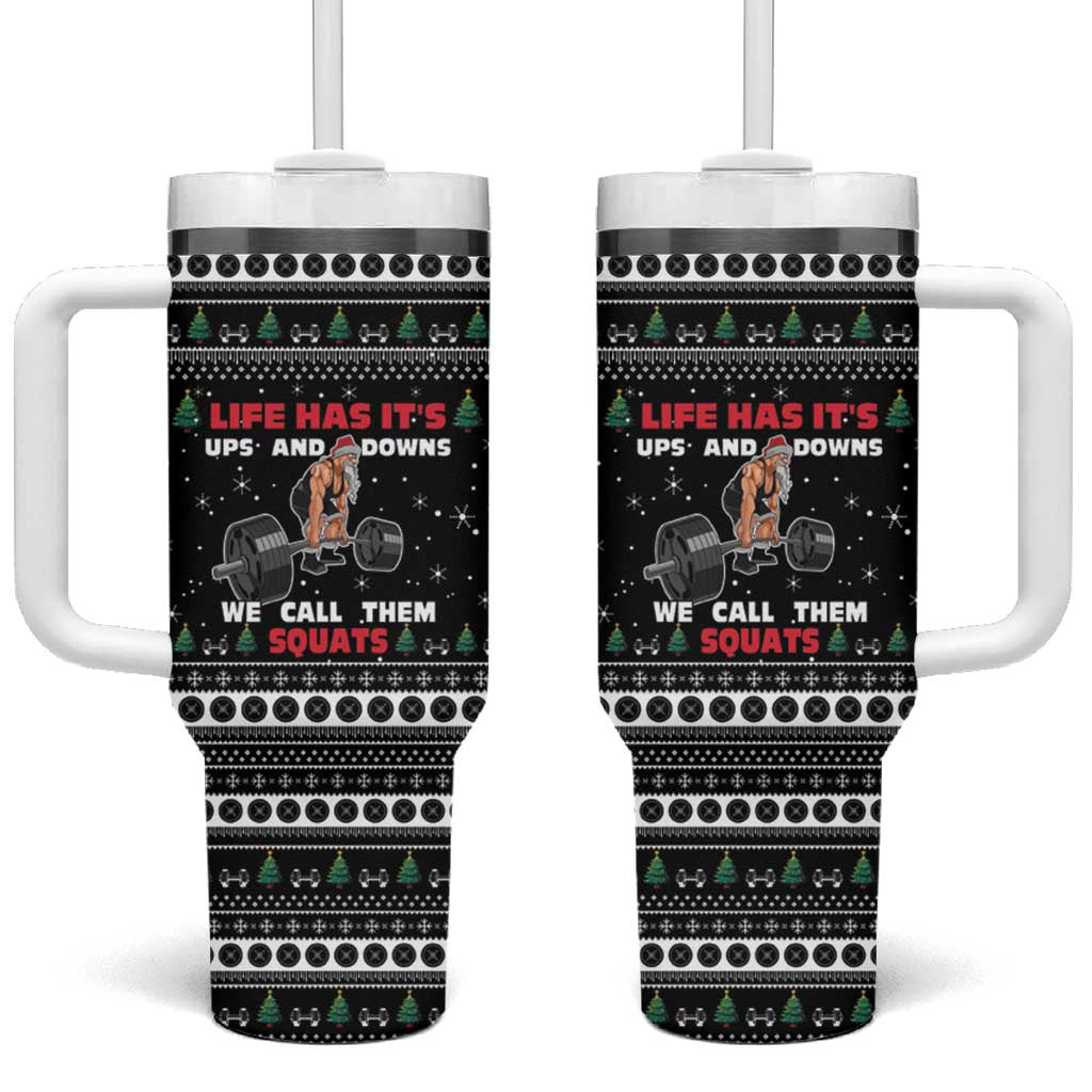 Santa Claus Love Gym Tumbler With Handle Christmas Santa Does Weightlifting DT04 - Wonder Print Shop