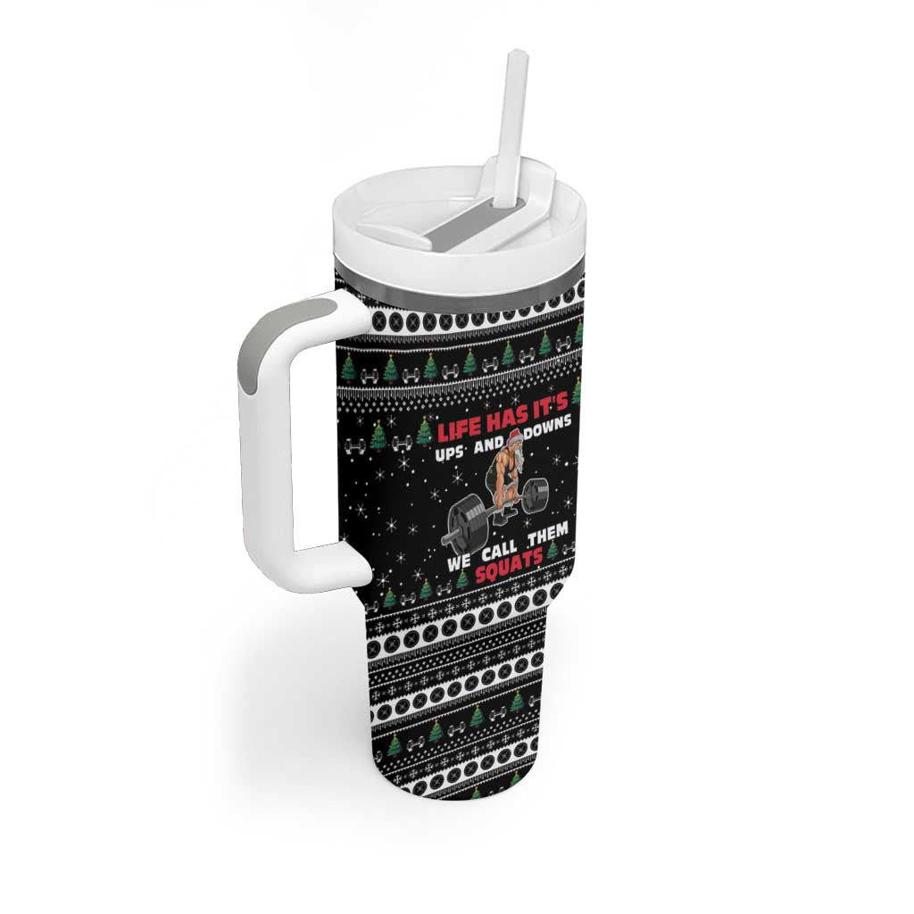 Santa Claus Love Gym Tumbler With Handle Christmas Santa Does Weightlifting DT04 - Wonder Print Shop
