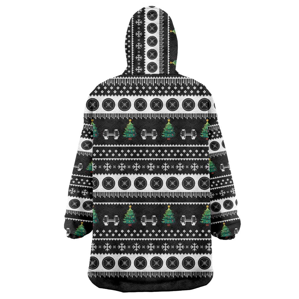 Santa Claus Love Gym Wearable Blanket Hoodie Christmas Santa Does Weightlifting DT04 - Wonder Print Shop