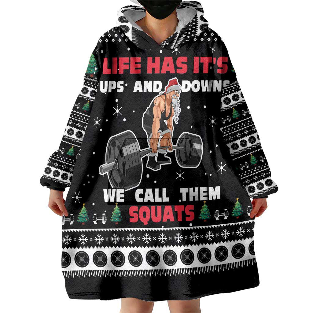 Santa Claus Love Gym Wearable Blanket Hoodie Christmas Santa Does Weightlifting DT04 - Wonder Print Shop