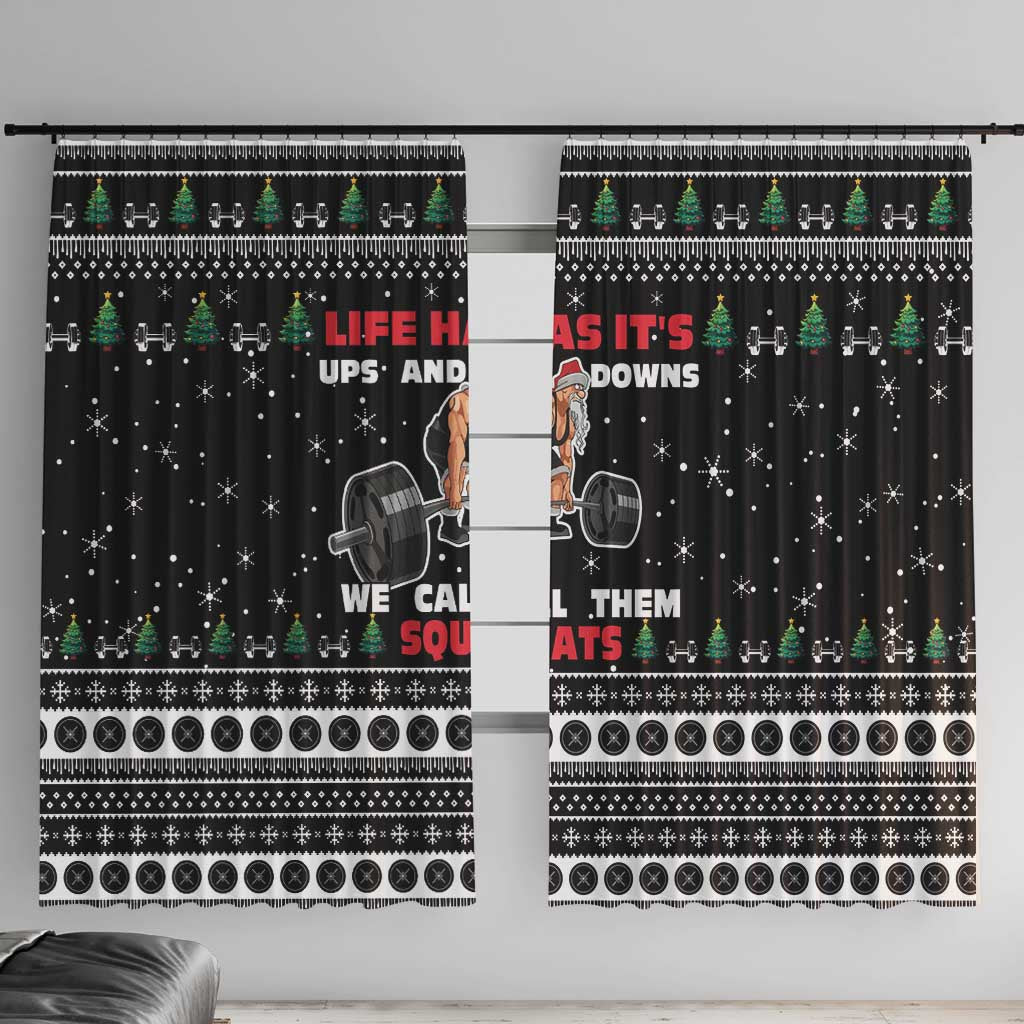 Santa Claus Love Gym Window Curtain Christmas Santa Does Weightlifting DT04 - Wonder Print Shop