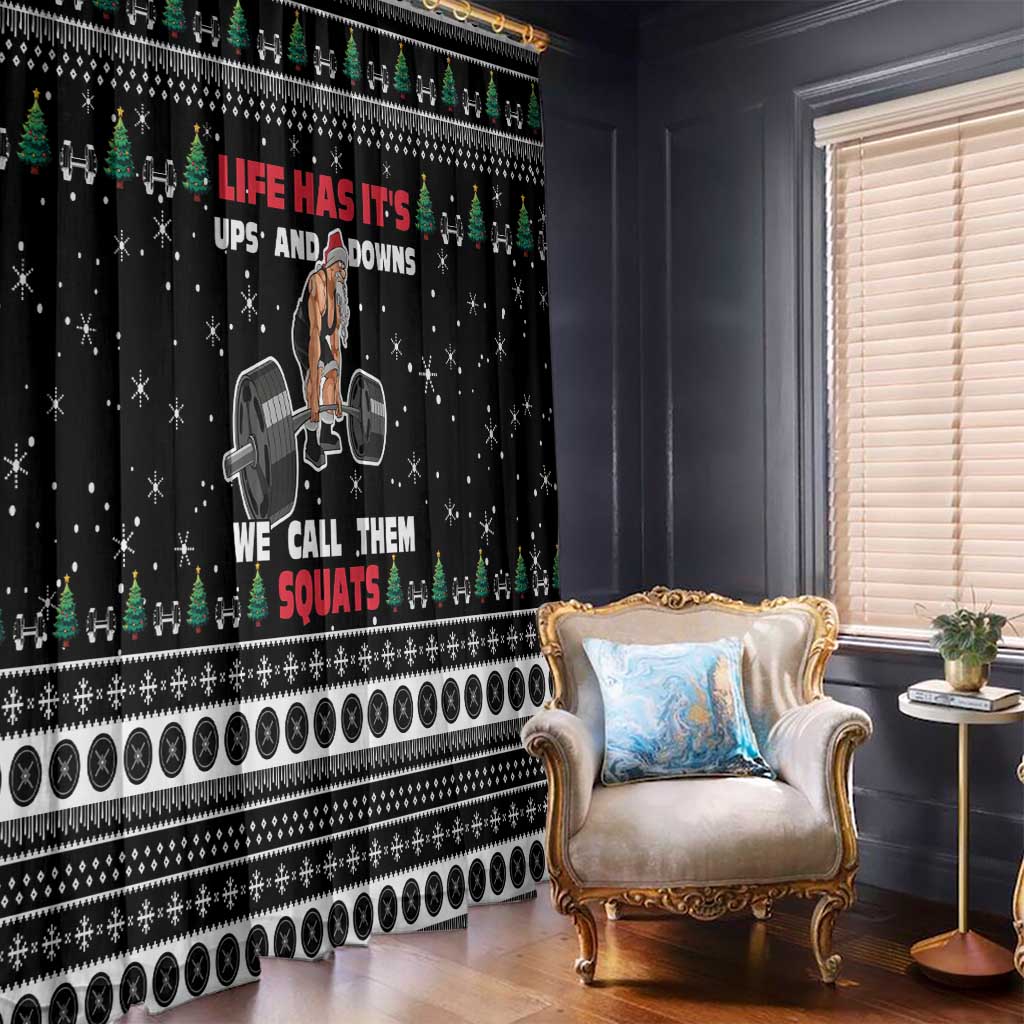 Santa Claus Love Gym Window Curtain Christmas Santa Does Weightlifting DT04 - Wonder Print Shop