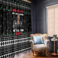 Santa Claus Love Gym Window Curtain Christmas Santa Does Weightlifting DT04 - Wonder Print Shop