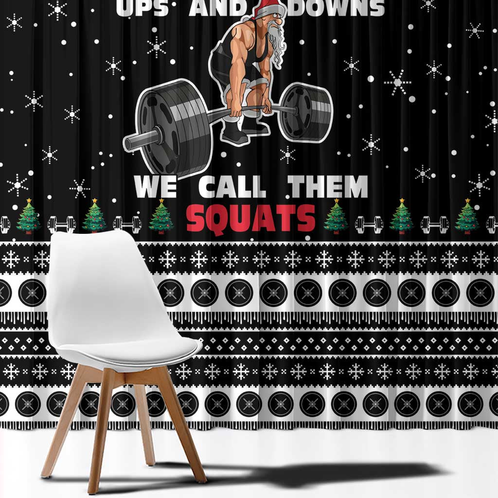 Santa Claus Love Gym Window Curtain Christmas Santa Does Weightlifting DT04 - Wonder Print Shop