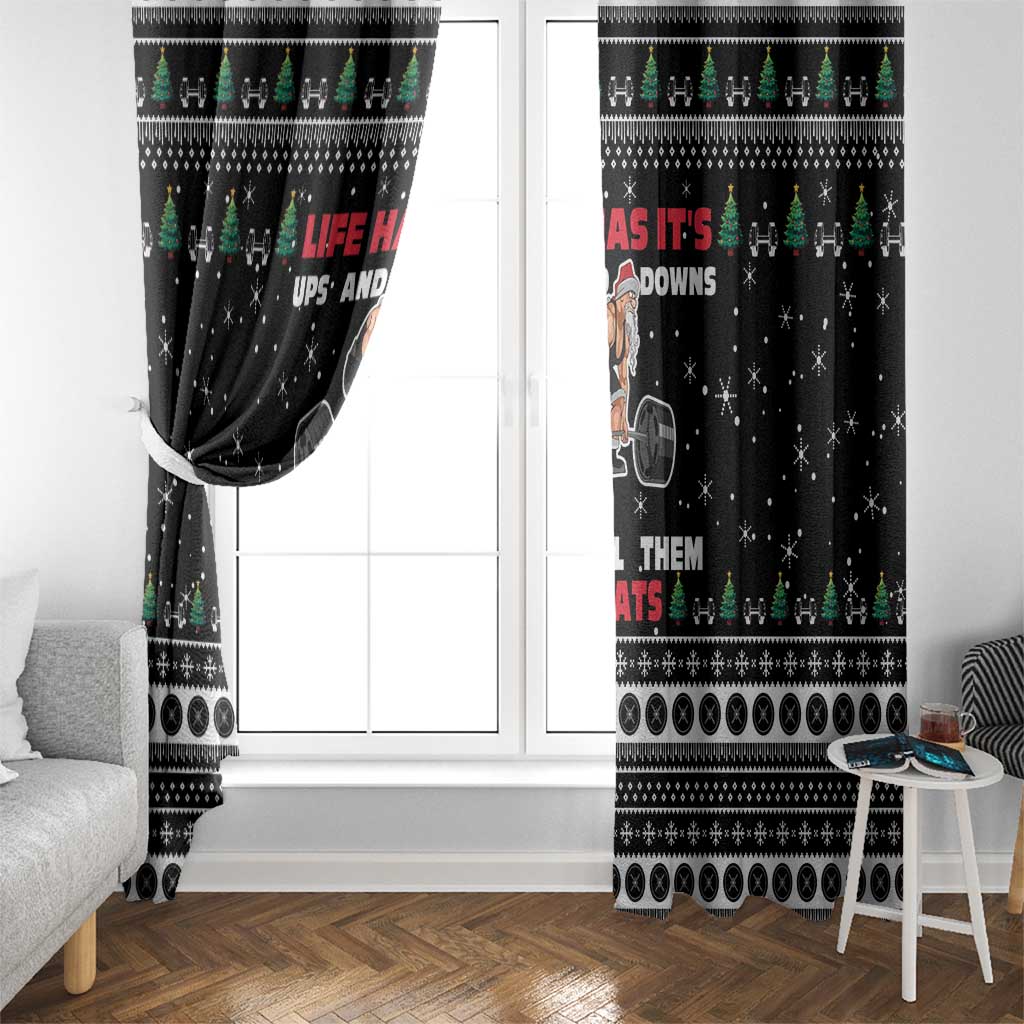 Santa Claus Love Gym Window Curtain Christmas Santa Does Weightlifting DT04 - Wonder Print Shop