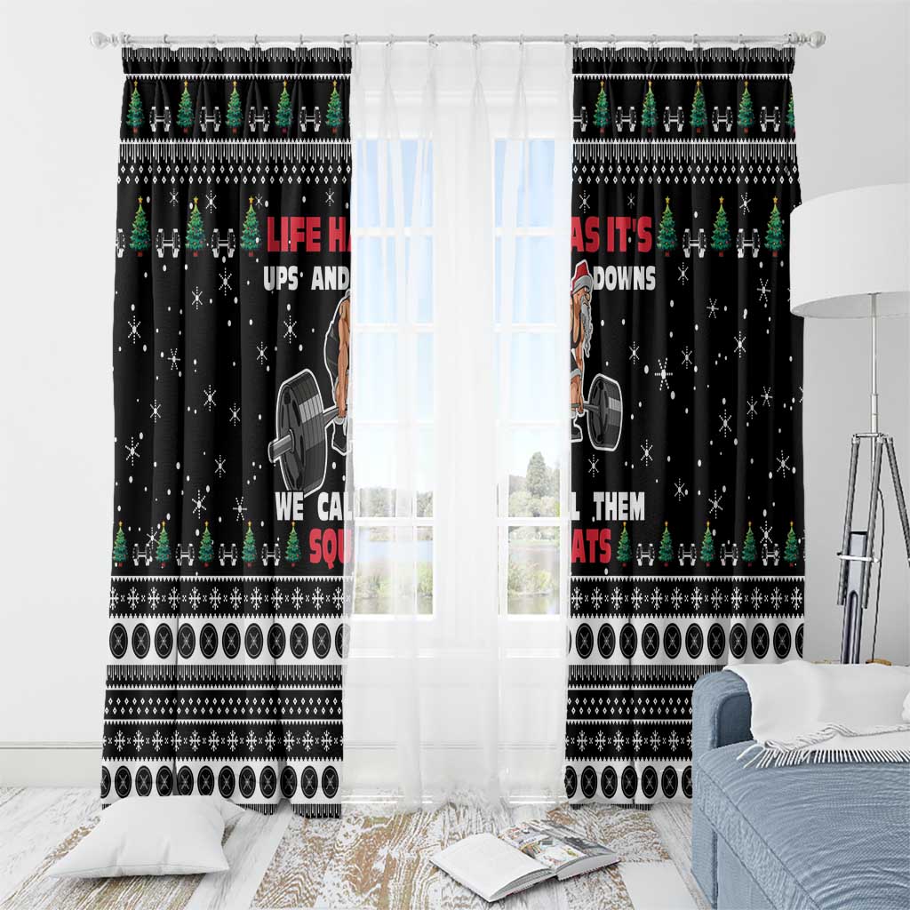 Santa Claus Love Gym Window Curtain Christmas Santa Does Weightlifting DT04 - Wonder Print Shop