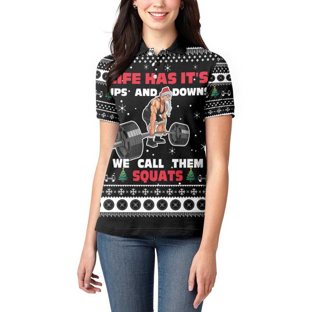 Santa Claus Love Gym Women Polo Shirt Christmas Santa Does Weightlifting DT04 - Wonder Print Shop