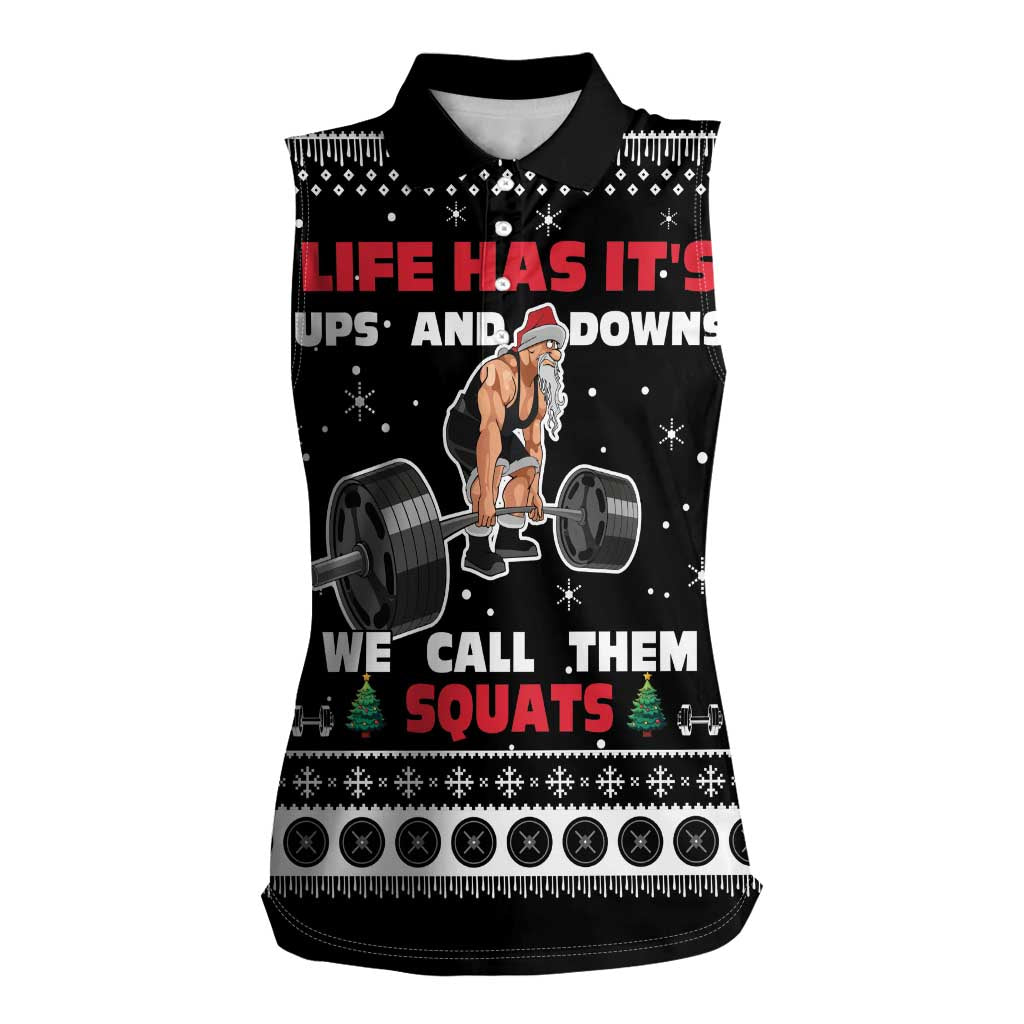 Santa Claus Love Gym Women Sleeveless Polo Shirt Christmas Santa Does Weightlifting DT04 - Wonder Print Shop
