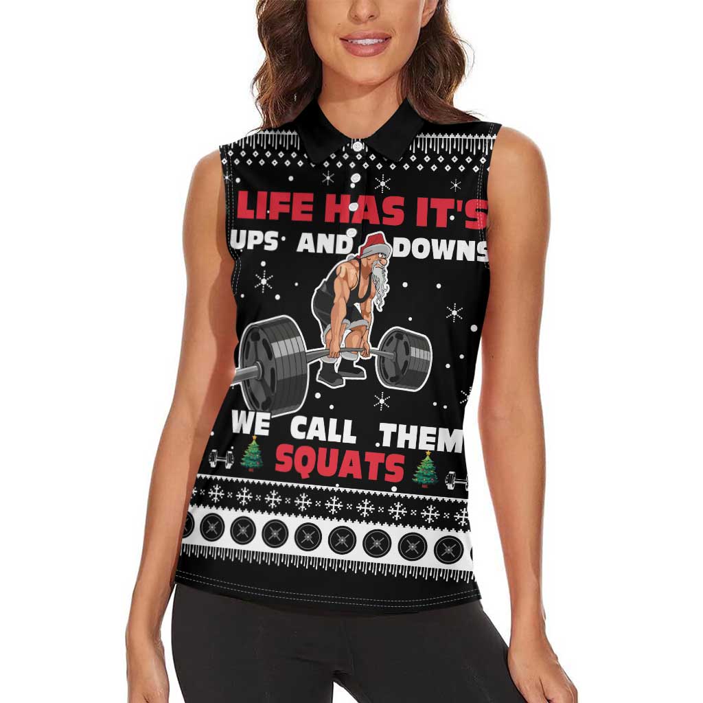 Santa Claus Love Gym Women Sleeveless Polo Shirt Christmas Santa Does Weightlifting DT04 - Wonder Print Shop
