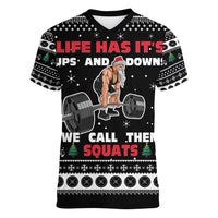 Santa Claus Love Gym Women V-Neck T-Shirt Christmas Santa Does Weightlifting DT04 - Wonder Print Shop