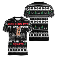 Santa Claus Love Gym Women V-Neck T-Shirt Christmas Santa Does Weightlifting DT04 - Wonder Print Shop