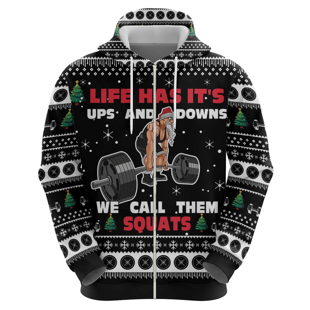 Santa Claus Love Gym Zip Hoodie Christmas Santa Does Weightlifting DT04 - Wonder Print Shop