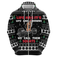 Santa Claus Love Gym Zip Hoodie Christmas Santa Does Weightlifting DT04 - Wonder Print Shop