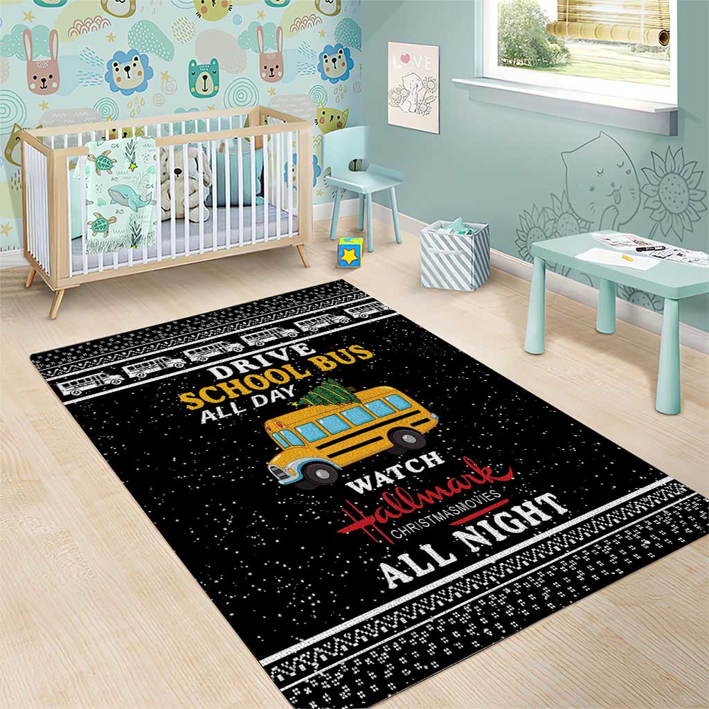 Drive School Bus All Day Area Rug Watch Hallmark Christmas Movies All Night DT04 - Wonder Print Shop