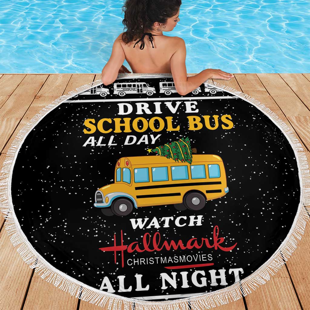 Drive School Bus All Day Beach Blanket Watch Hallmark Christmas Movies All Night DT04 - Wonder Print Shop