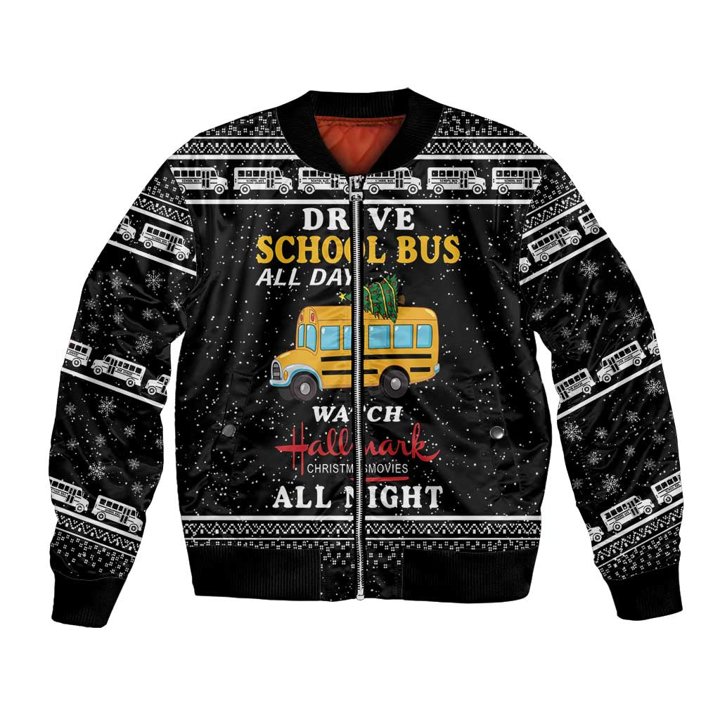 Drive School Bus All Day Bomber Jacket Watch Hallmark Christmas Movies All Night DT04 - Wonder Print Shop