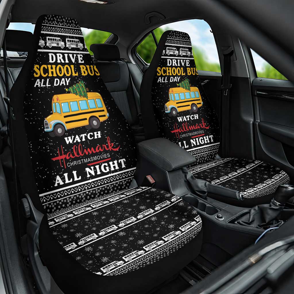 Drive School Bus All Day Car Seat Cover Watch Hallmark Christmas Movies All Night DT04 - Wonder Print Shop